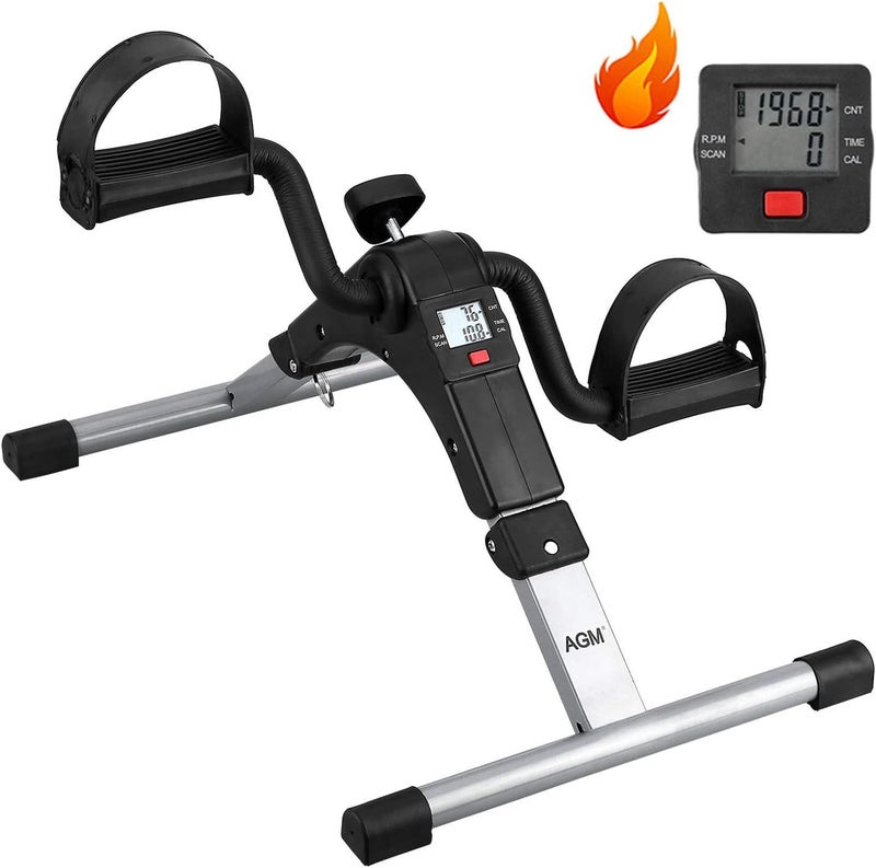 AGM Folding Pedal Exerciser, Mini Exercise Bike Under Desk Bike Foot Pedal Exerciser - Image 1
