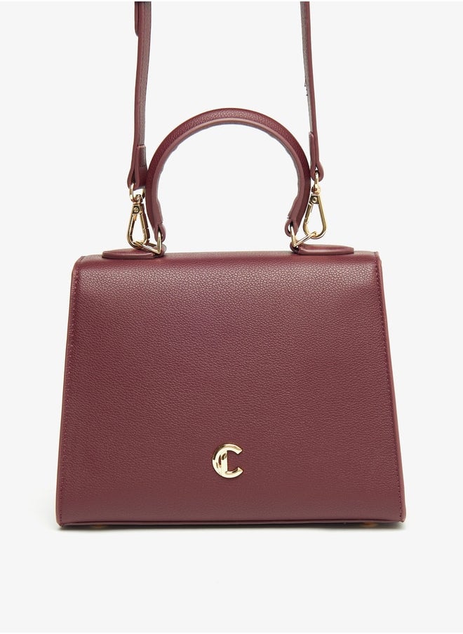 Le Confort Women Solid Satchel Bag with Detachable Strap and Button Closure  - Image 3