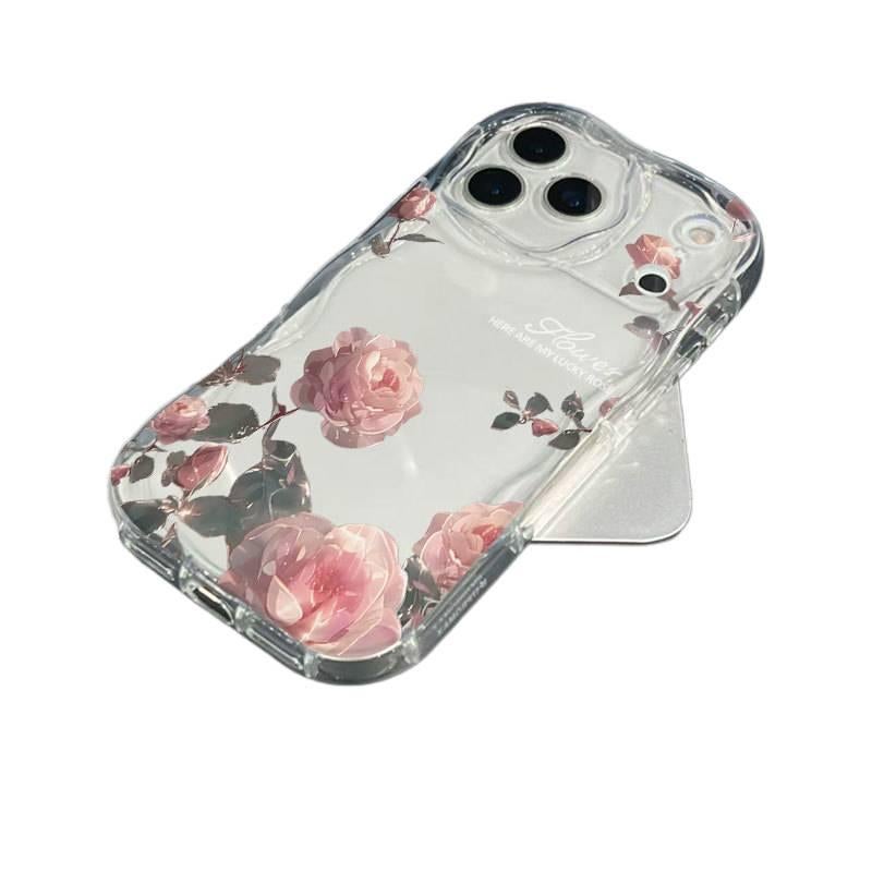 Protective Case | Black | Shockproof Cover for iPhone 13 | Pink Rose Pattern | Drop Protection - Image 3