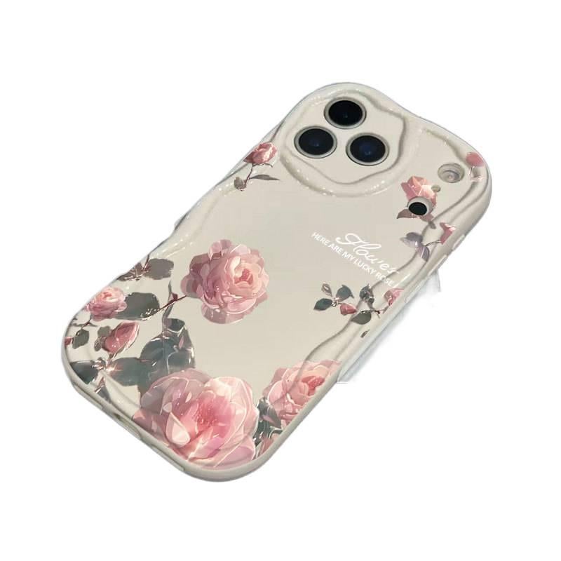 Protective Case | Black | Shockproof Cover for iPhone 13 | Pink Rose Pattern | Drop Protection - Image 2