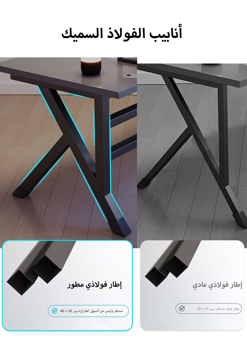 يو-ليان طاولة ألعاب U-LIAN، مكتب ألعاب صغير، مكتب كمبيوتر شخصي مريح، طاولة كمبيوتر بسطح من ألياف الكربون، مكتب أطفال، مكتب دراسة للكتابة أو مكتب مكتب منزلي، مثالي للطلاب واللاعبين  - Image 5