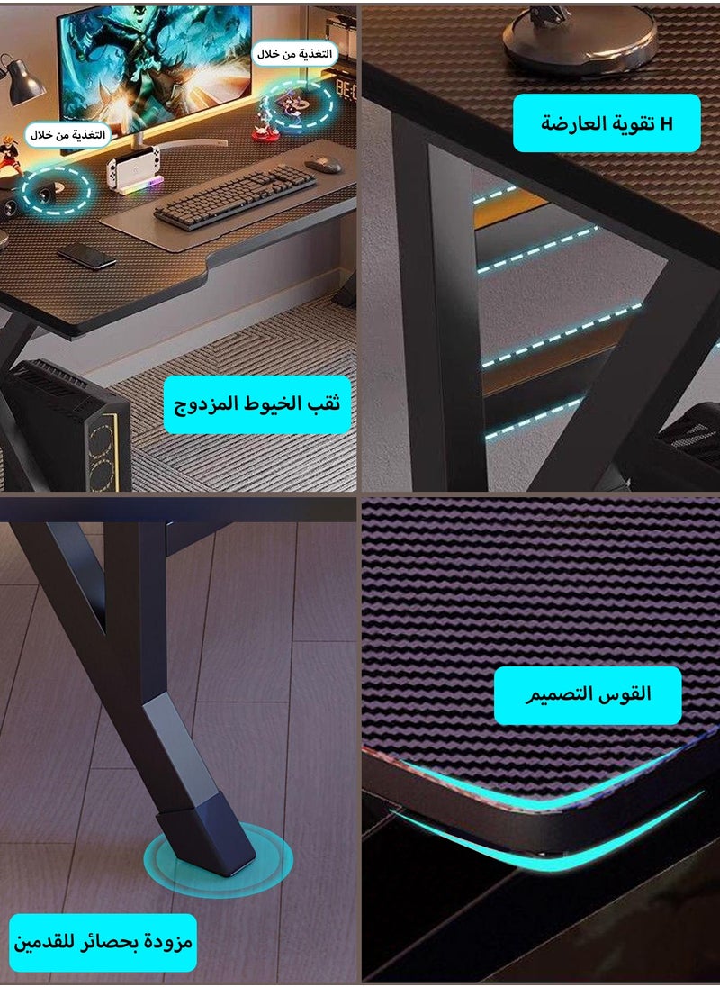 يو-ليان طاولة ألعاب U-LIAN، مكتب ألعاب صغير، مكتب كمبيوتر شخصي مريح، طاولة كمبيوتر بسطح من ألياف الكربون، مكتب أطفال، مكتب دراسة للكتابة أو مكتب مكتب منزلي، مثالي للطلاب واللاعبين  - Image 4