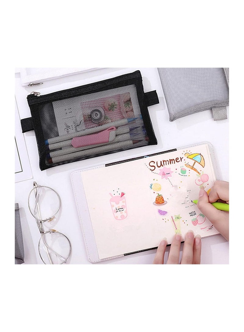 SYOSI Pencil Case Clear Pencil Pouch Exam Mesh Pencil Bags Transparent Pencil Case for Students Zipper Pencil Storage Pouch for Boys and Girls 5 Pcs - Image 3