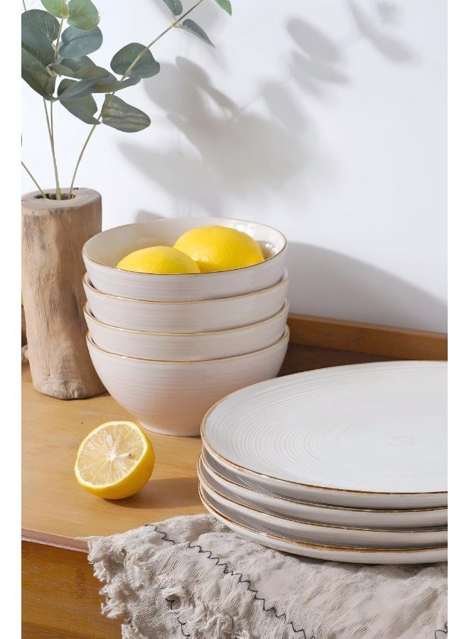 Famiware Tempus Series 12 Pieces Dinnerware Set, Antique White - Image 3