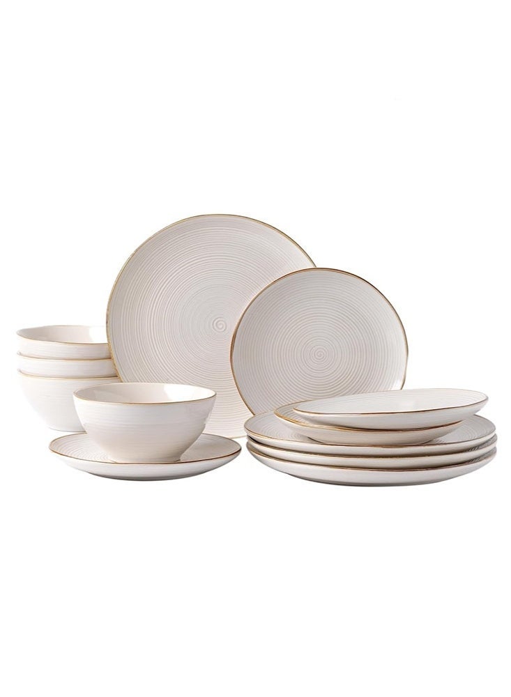 Famiware Tempus Series 12 Pieces Dinnerware Set, Antique White - Image 1