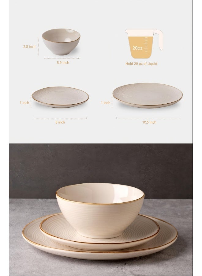 Famiware Tempus Series 12 Pieces Dinnerware Set, Antique White - Image 2