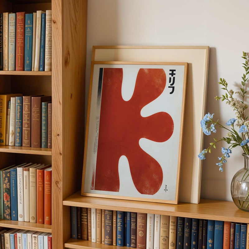 TNESSENTIAL Abstract Wall Art Print, Modern Mid-Century Poster, Red Organic Shape, Minimalist Contemporary Art for Living Room, Gallery Wall Exhibition - Image 4