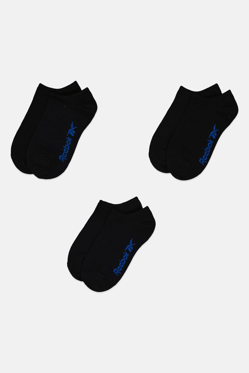 Reebok جوارب قصير للرجال 3 أزواج بشعار العلامة التجارية، أسود - Image 1