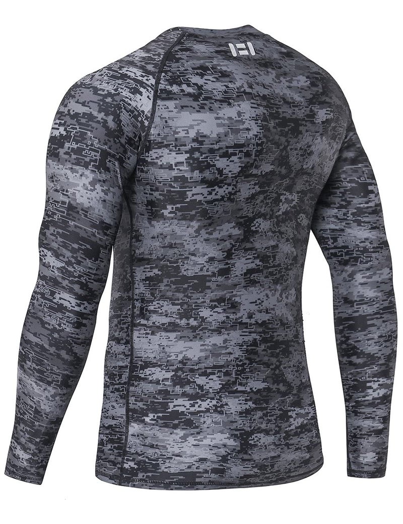 HUGE SPORTS HUGE SPORTS Men's Splice UV Sun Protection UPF 50+ Skins Rash Guard Long Sleeves (Pixel Dark, L) - Image 3