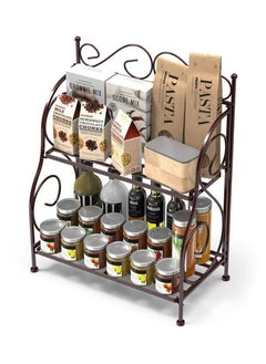 Wooden Twist Kitchen Spice Rack Shelf Organizer ( 2 Tier )  - Image 1