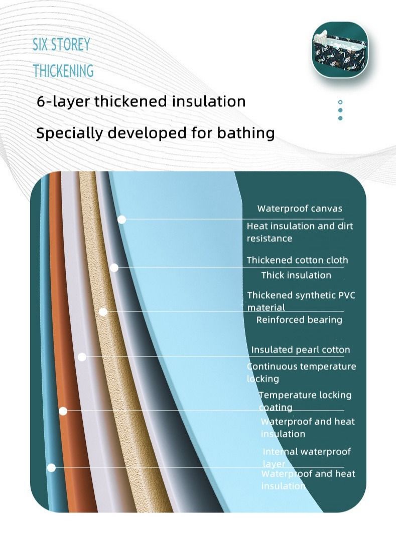 NLUNLB The Portable Bathtub Is Folded And Thickened To Keep The Temperature It Is Independent For Adults The Spa Hot Water In The Family Bathroom Is Easy To Install 120 * 55 * 50CM - Image 4