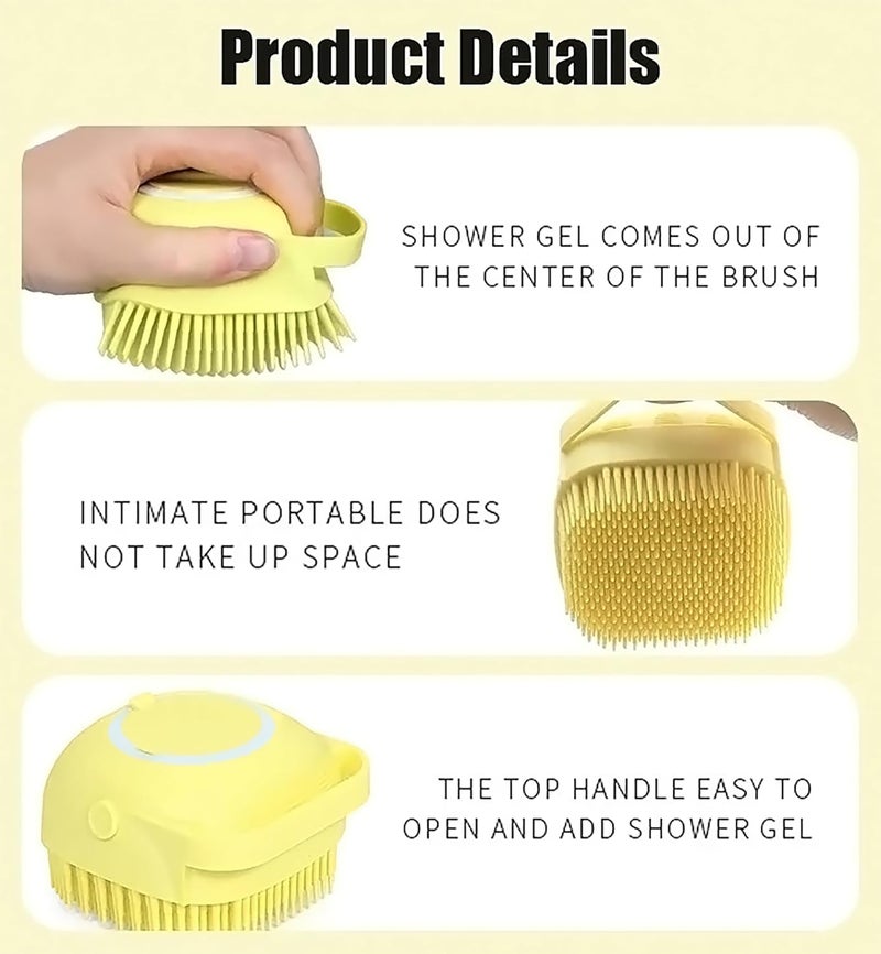 GLUN® فرشاة سيليكون GLUN ® مع موزع جل الاستحمام، إزالة الطين والأوساخ مع شعيرات سيليكون ناعمة مع فرش استحمام غير سامة عبوة من 1 - Image 3