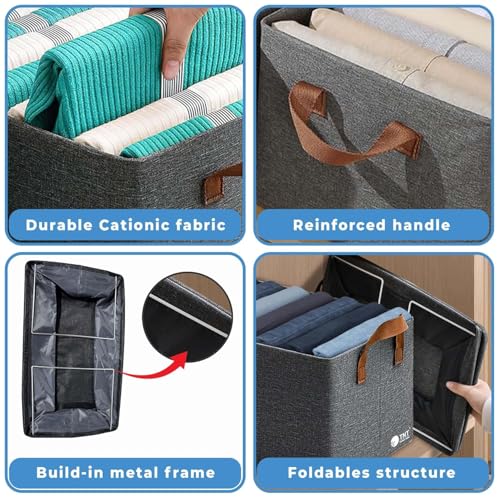 TNT THE NEXT TREND Wardrobe Organizer for Clothes with Metal Frame Rectangle Storage Baskets (Polyester, Pack of 4) - Image 2