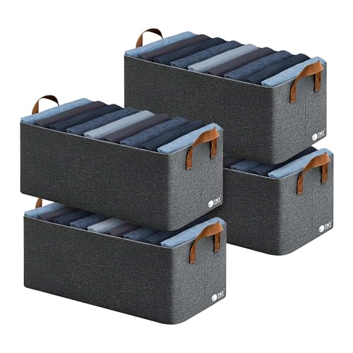 TNT THE NEXT TREND Wardrobe Organizer for Clothes with Metal Frame Rectangle Storage Baskets (Polyester, Pack of 4) - Image 1