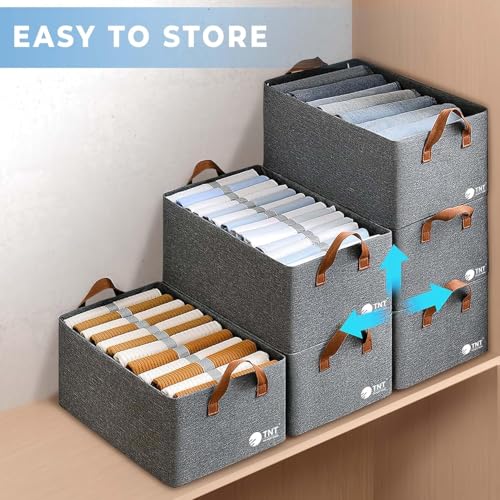 TNT THE NEXT TREND Wardrobe Organizer for Clothes with Metal Frame Rectangle Storage Baskets (Polyester, Pack of 4) - Image 4