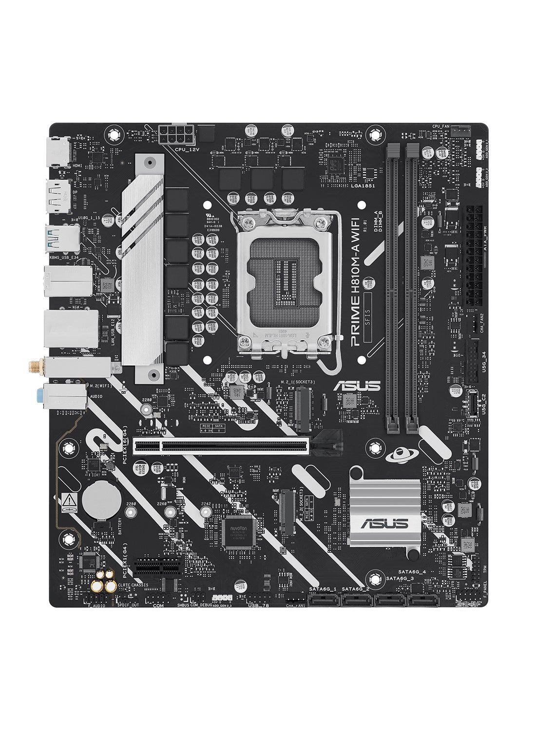 Prime H810M-A WiFi LGA 1851 Micro-ATX Motherboard, Intel H810 Chipset, 2x DIMM DDR5 Slots, Up to 128GB Max Memory, 1x PCIe 4.0 x16 Slot, 2x M.2 Slot, WiFi & BT Connectivity | 90MB1KJ0-M0EAY0 Black