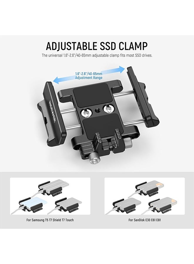 نيوير حامل تثبيت NEEWER SSD مع مشبك كابل حذاء بارد، 1.6"-2.6" لـ Samsung T5 T7 SSD SanDisk متوافق مع SmallRig Cage لـ BMPCC 4K 6K متوافق مع iPhone 15 Pro Max Phone Cage، UA035 - Image 2