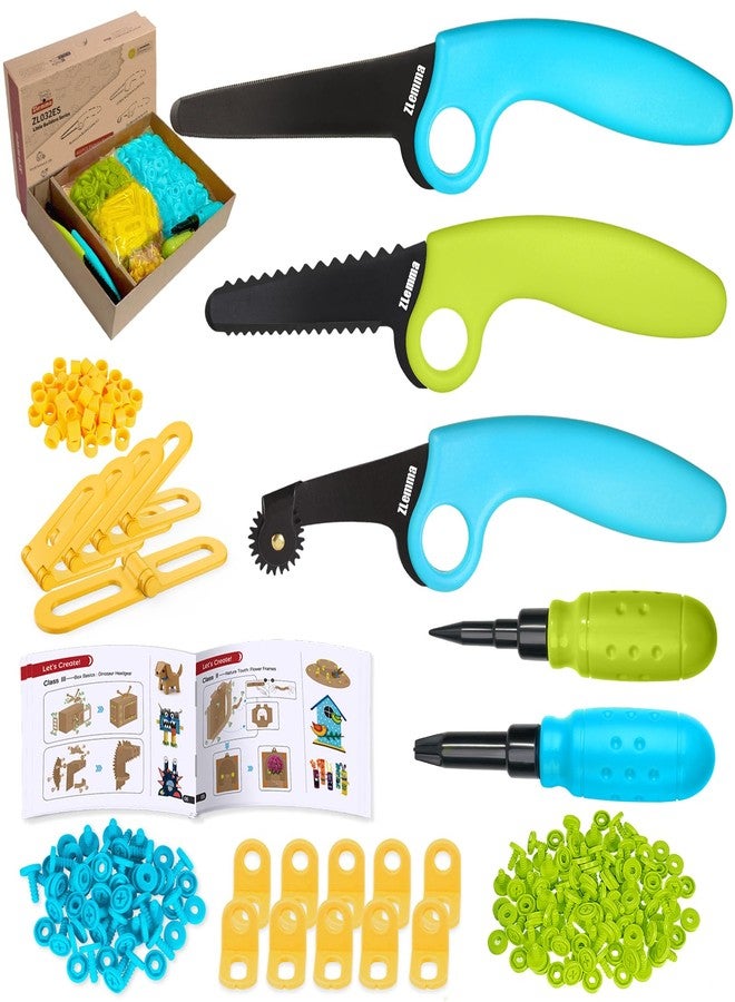 ZLemma Cardboard Construction Kit - 401 PCS Kids Building Set with Safe Serrated Cutter, Crease Roller, Screws & Nuts, STEM Upcycled Tool for DIY Cardboard Projects - Image 1