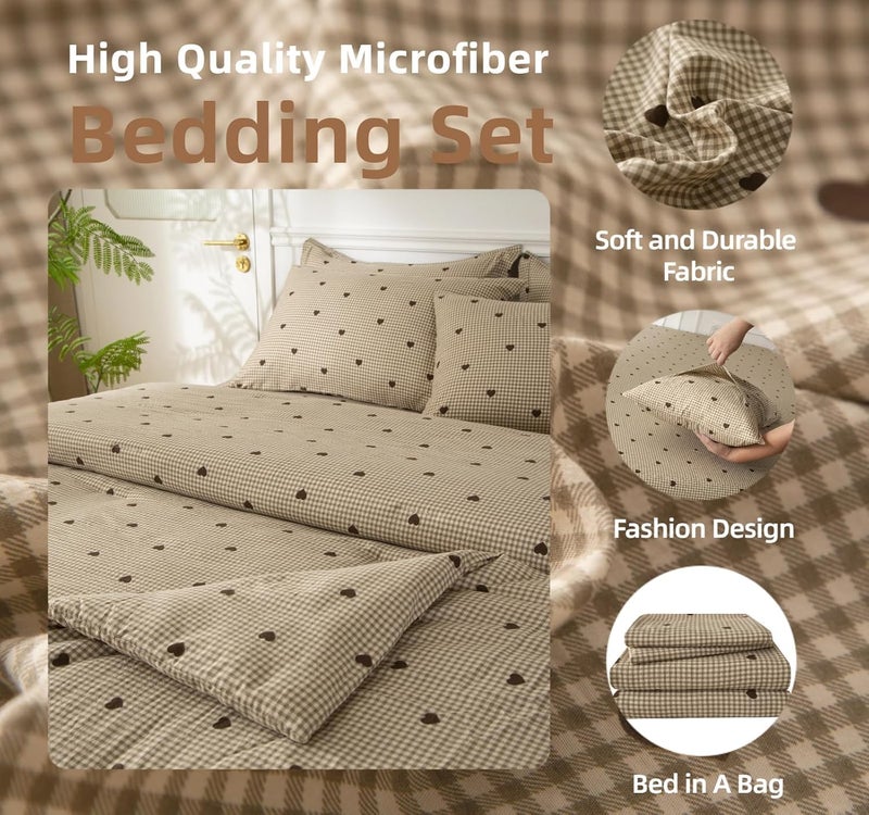 SDY 7 Piece Plaid Comforter and Sheet Set,Twin Size Gingham Bedding Set,Super Soft Microfiber with 1*Comforter,1* Flat Sheet, 1*Fitted Sheet,2*Pillowcases and 2*PillowcaseShams - Image 4