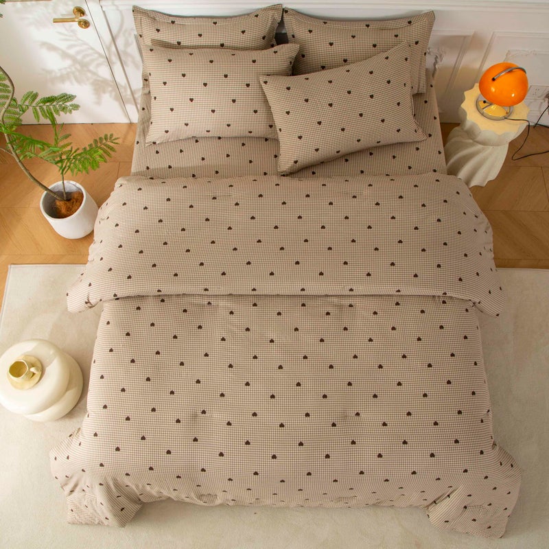SDY 7 Piece Plaid Comforter and Sheet Set,Twin Size Gingham Bedding Set,Super Soft Microfiber with 1*Comforter,1* Flat Sheet, 1*Fitted Sheet,2*Pillowcases and 2*PillowcaseShams - Image 1