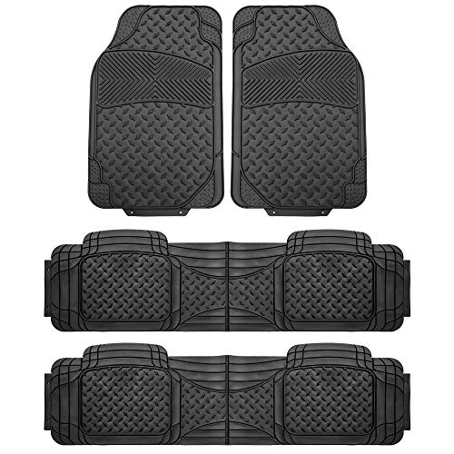 FH Group Automotive Floor Mats Climaproof for All Weather Protection Universal Fit Trim to Fit for Most Cars SUVs and Trucks 3 Row 4pc Full Set Black - Image 1