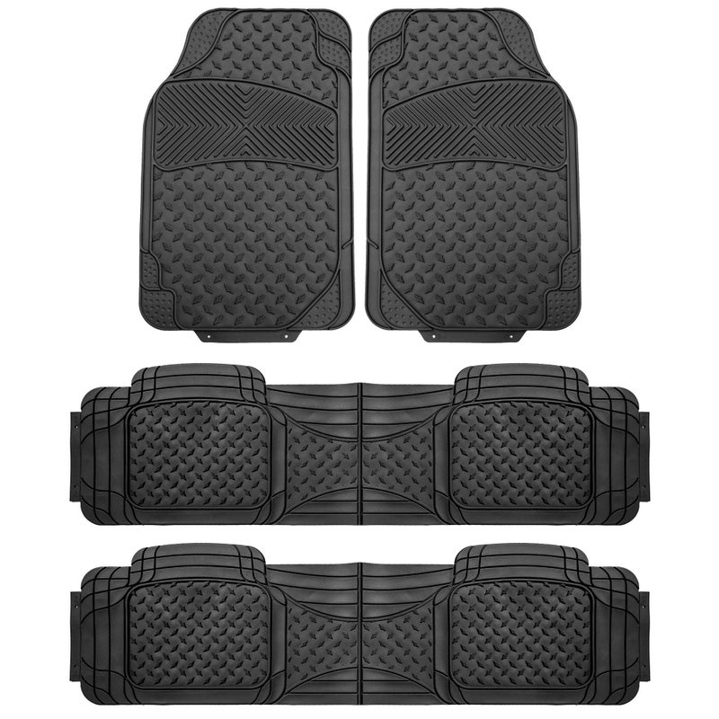 FH Group Automotive Floor Mats Climaproof for All Weather Protection Universal Fit Trim to Fit for Most Cars SUVs and Trucks 3 Row 4pc Full Set Black - Image 2