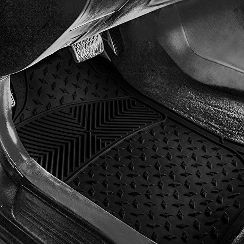 FH Group Automotive Floor Mats Climaproof for All Weather Protection Universal Fit Trim to Fit for Most Cars SUVs and Trucks 3 Row 4pc Full Set Black - Image 3