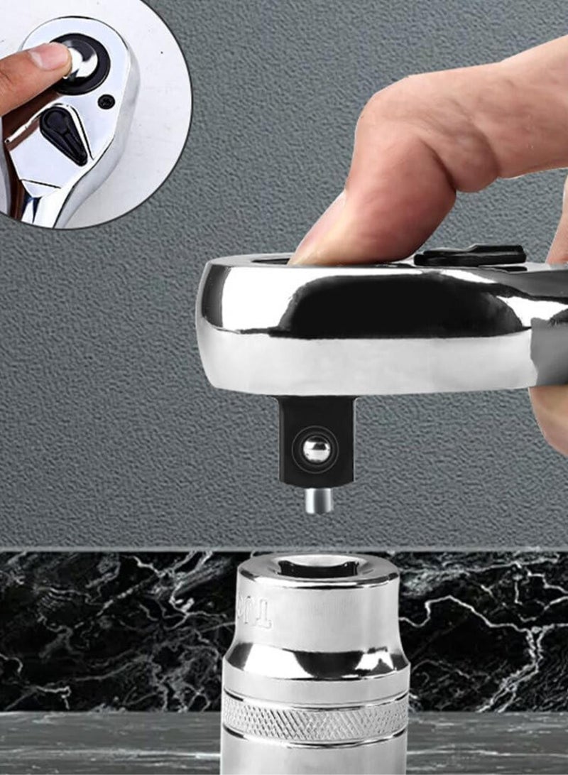 GGOOT High Carbon Steel Quick Release Ratchet Wrench For Auto Repair Socket With High Hardness And High Twist Hardware Tool, 1/2-3/8-1/4  - Image 2