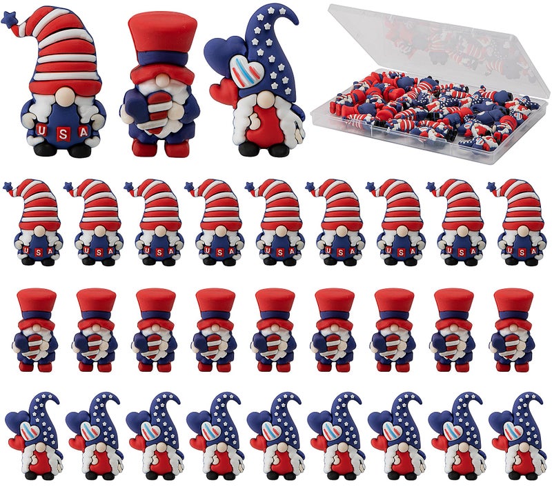 Watayo 30 Pcs 4th of July Mini Gnome Ornaments, Miniature Independence Day Patriotic Gnomes Decoration, Memorial Day Decor Stars and Stripes Gnomes Figurines for Party Gifts Home Table Decorations - Image 1