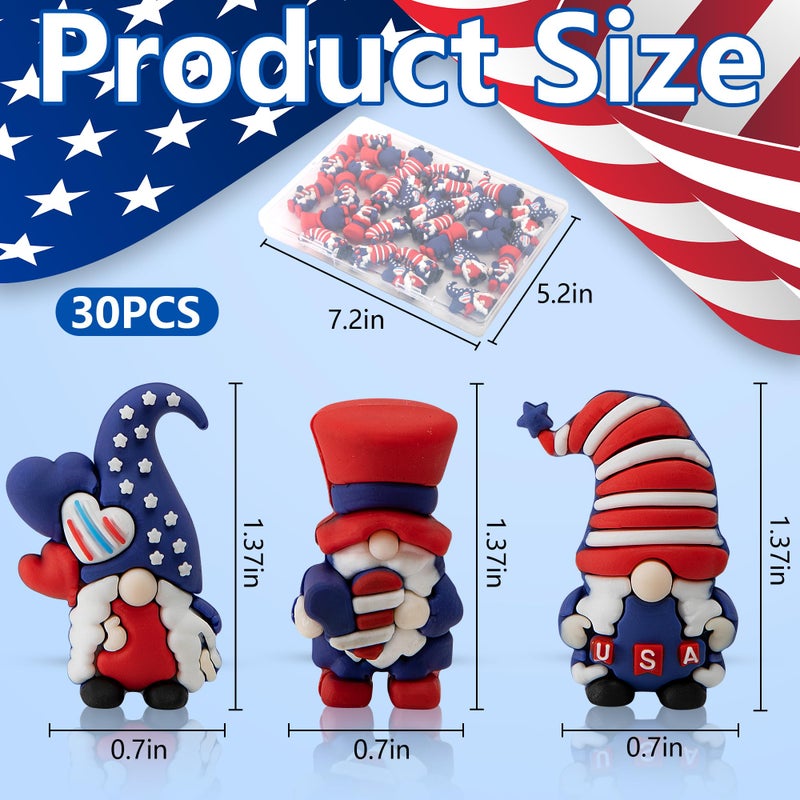 Watayo 30 Pcs 4th of July Mini Gnome Ornaments, Miniature Independence Day Patriotic Gnomes Decoration, Memorial Day Decor Stars and Stripes Gnomes Figurines for Party Gifts Home Table Decorations - Image 2