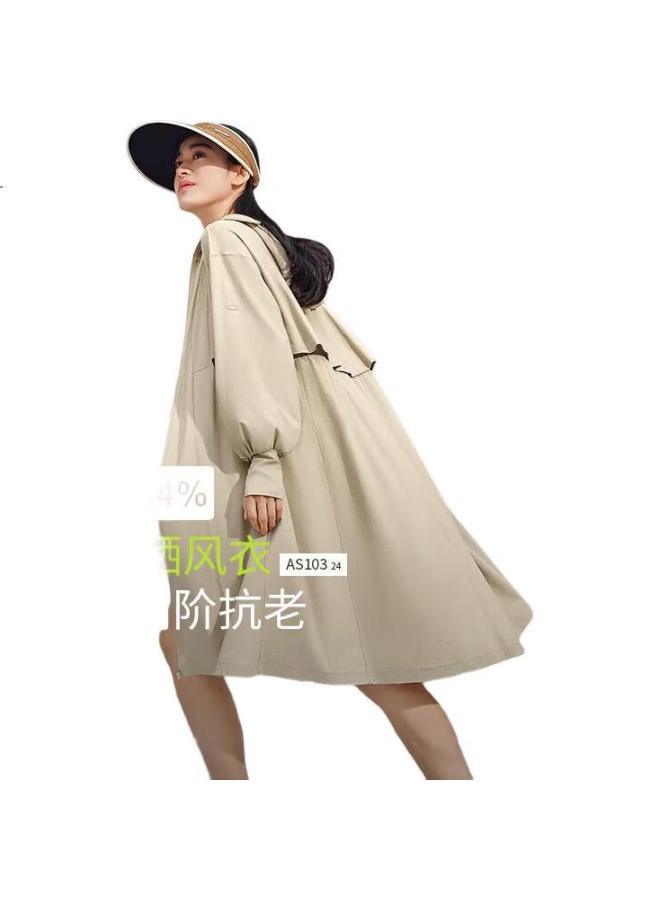 Beneunder Breathable Long Sun Protection Coat Women As10324 Casual Windbreaker Jacket Women Deep Blue Gray L - Image 1