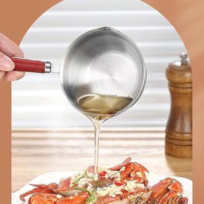 Zerodis Mini Oil Pot Stainless Steel Cooking Oil Container 200 Ml Of Warm Milk With AntiSkid Pot With Wide Mouth Flat Leather For - Image 4