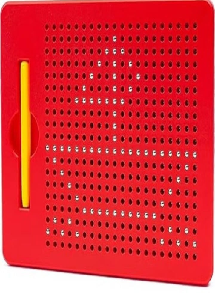Mini MagPad Magnetic Drawing Board for Kids and Toddlers with Magnetic Pen and Beads - Erasable Doodle Writing Board and Drawing Board Toy (Red)  - Image 1