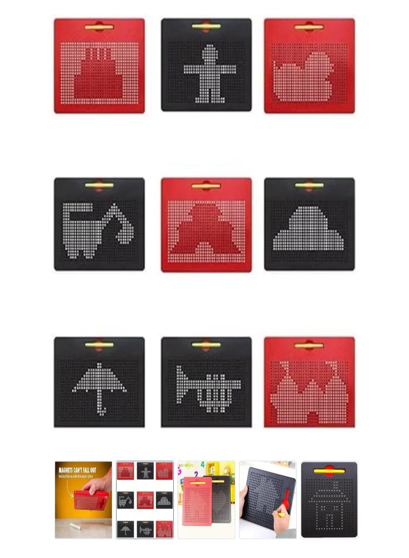 Mini MagPad Magnetic Drawing Board for Kids and Toddlers with Magnetic Pen and Beads - Erasable Doodle Writing Board and Drawing Board Toy (Red)  - Image 4