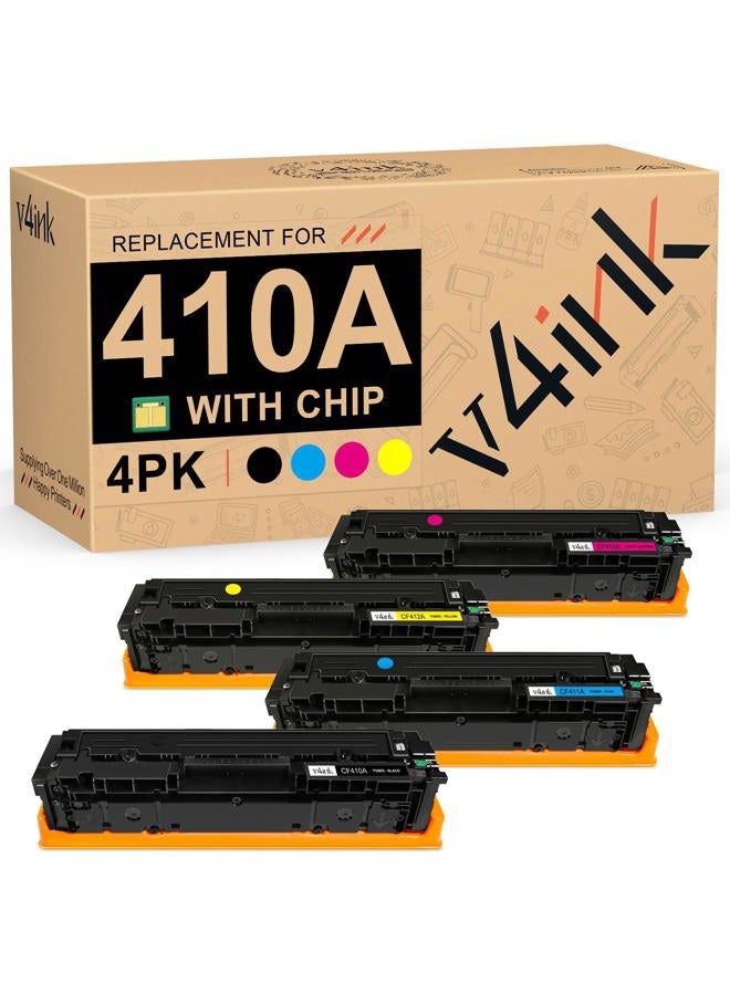 V4INK New Compatible 410A CF410A CF411A CF412A CF413A Toner Cartridge Color Laserjet Pro M452dn M452nw M452dw M377dw, MFP M477fdn M477fdw M477fnw (4 Pack - Black/Cyan/Yellow/Magenta) - Image 1