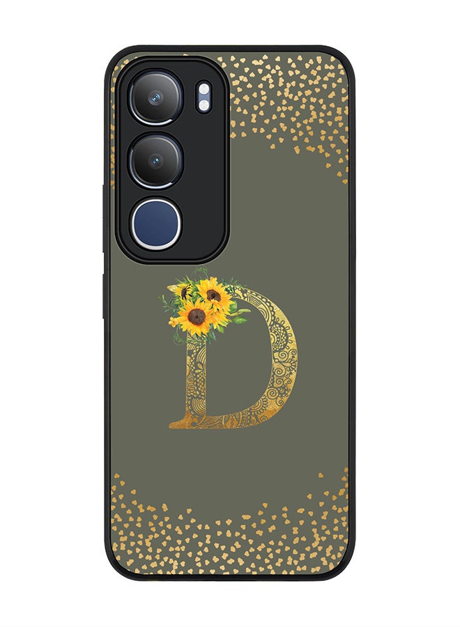 For vivo Y19s / Y19s Pro Case,Slim fit Camera Protection, Shockproof Thin Phone cover  - Custom Floral Monogram - D  (Olive Green )