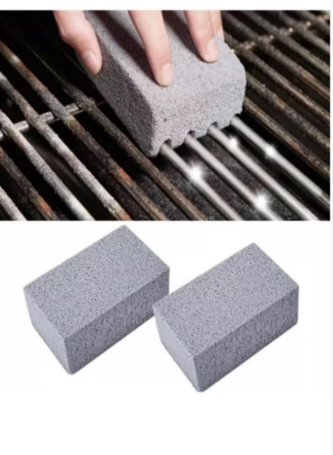 Generic 2Pcs Grill Cleaning Brick Block Barbecue BBQ Racks Stains Grease Cleaner Tool grey 20*10*20cm  - Image 1