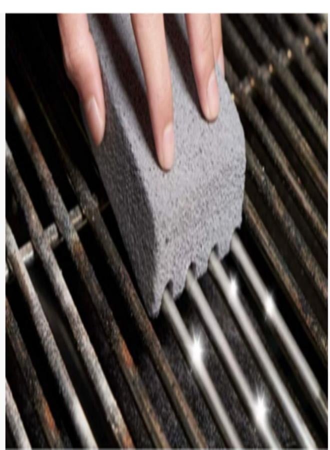 Generic 2Pcs Grill Cleaning Brick Block Barbecue BBQ Racks Stains Grease Cleaner Tool grey 20*10*20cm  - Image 2