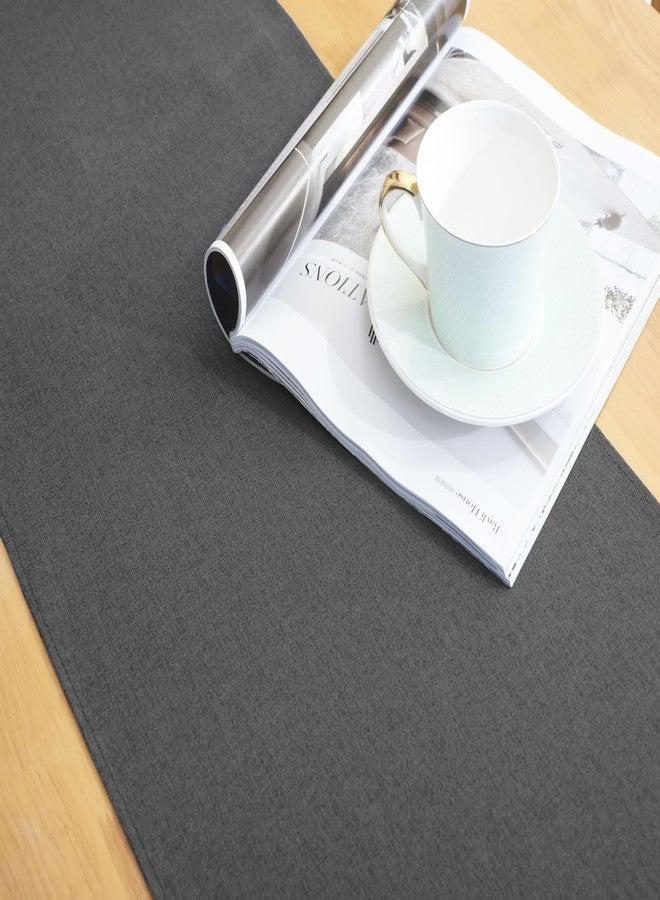 Winotic Black Grey Table Runner 13x72 Inches Long, Cotton Linen Farmhouse Style Seasonal Dresser Scarf for Kitchen Dining Coffee Table Parties Wedding Home Decor (13” x 72”, Black Grey) - Image 4