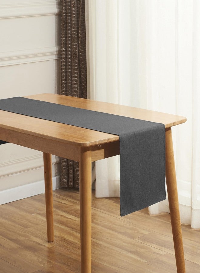 Winotic Black Grey Table Runner 13x72 Inches Long, Cotton Linen Farmhouse Style Seasonal Dresser Scarf for Kitchen Dining Coffee Table Parties Wedding Home Decor (13” x 72”, Black Grey) - Image 5