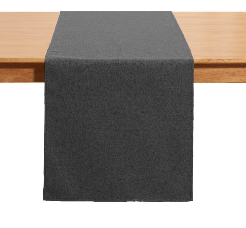 Winotic Black Grey Table Runner 13x72 Inches Long, Cotton Linen Farmhouse Style Seasonal Dresser Scarf for Kitchen Dining Coffee Table Parties Wedding Home Decor (13” x 72”, Black Grey) - Image 1