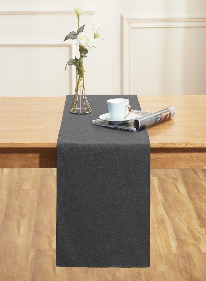 Winotic Black Grey Table Runner 13x72 Inches Long, Cotton Linen Farmhouse Style Seasonal Dresser Scarf for Kitchen Dining Coffee Table Parties Wedding Home Decor (13” x 72”, Black Grey) - Image 2