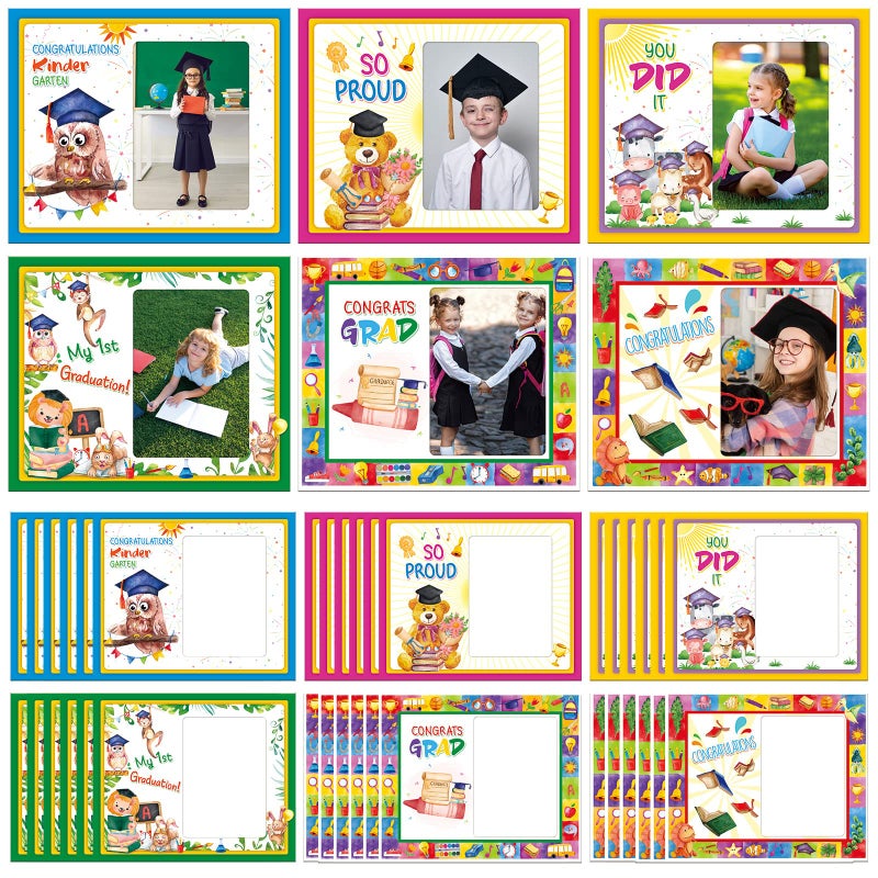 Kathfly 36 Pcs Kindergarten Graduation Picture Frames 2025 Prek Preschool Grad Photo Frame 33 x 49 Inch Congratulation Graduation Gifts for Kids Classroom School Supplies FavorsVarious Styles