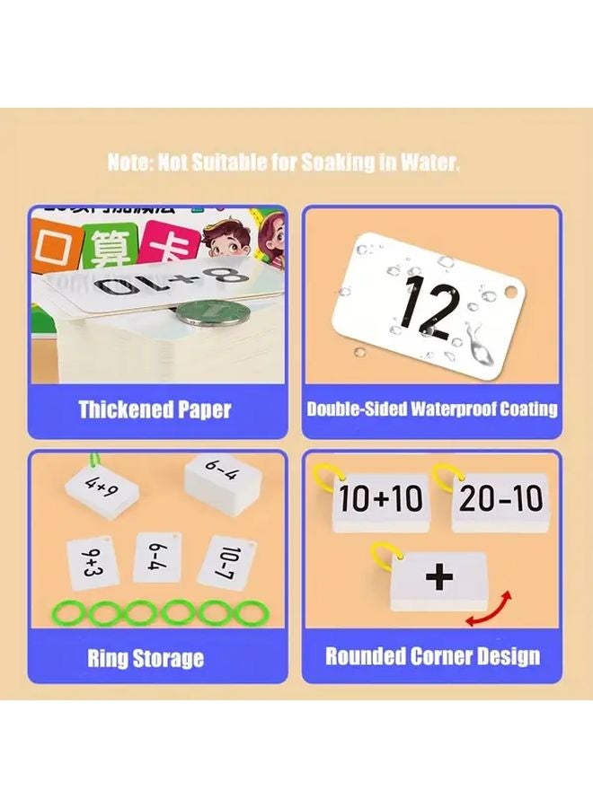 Addition And Subtraction Flashcards Within 20 Math Learning Cards Set Thickened Waterproof Paper With Ring Storage - Image 4