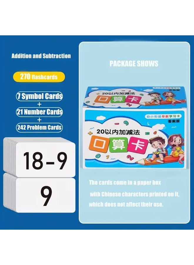 Addition And Subtraction Flashcards Within 20 Math Learning Cards Set Thickened Waterproof Paper With Ring Storage - Image 1