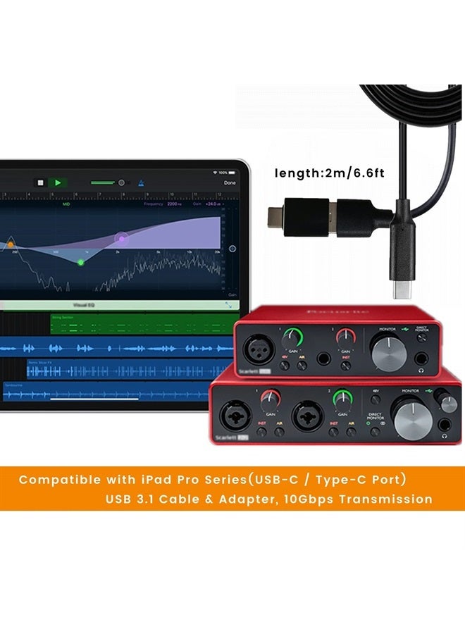weishan Type C to USB Cable Compatible with Focusrite Scarlett Solo(3rd Gen), Scarlett 2i2(3rd Gen) USB Audio Interface, with USB C Male to USB Female Adapter, 6.6 ft - Image 2