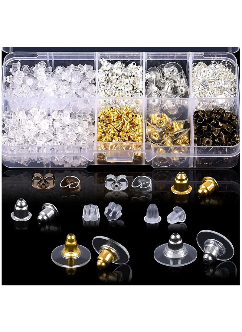 Captaintech Earring Backs for Studs, 10 Styles Earring Backings Clips Bullet Shape Earring Backs Alloy Rubber Plastic Earring Stoppers for Any Style of Earrings  - Image 1