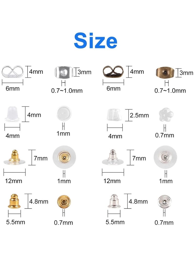 Captaintech Earring Backs for Studs, 10 Styles Earring Backings Clips Bullet Shape Earring Backs Alloy Rubber Plastic Earring Stoppers for Any Style of Earrings  - Image 5