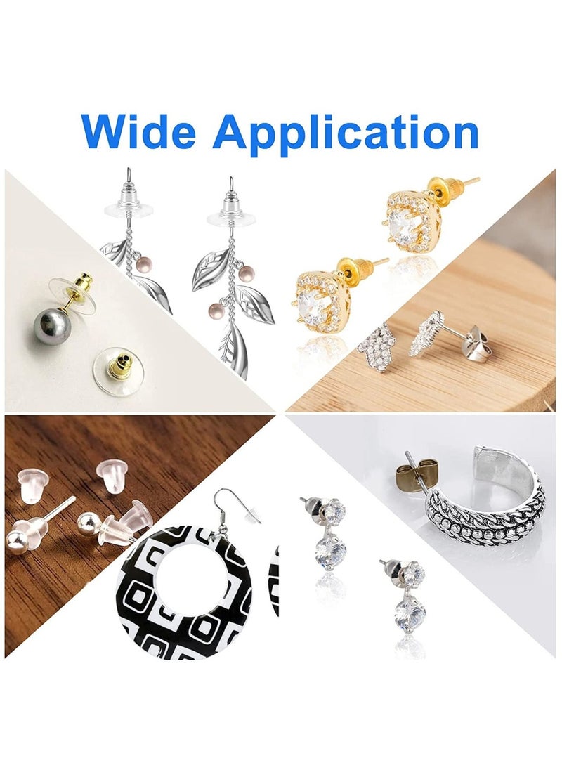 Captaintech Earring Backs for Studs, 10 Styles Earring Backings Clips Bullet Shape Earring Backs Alloy Rubber Plastic Earring Stoppers for Any Style of Earrings  - Image 3