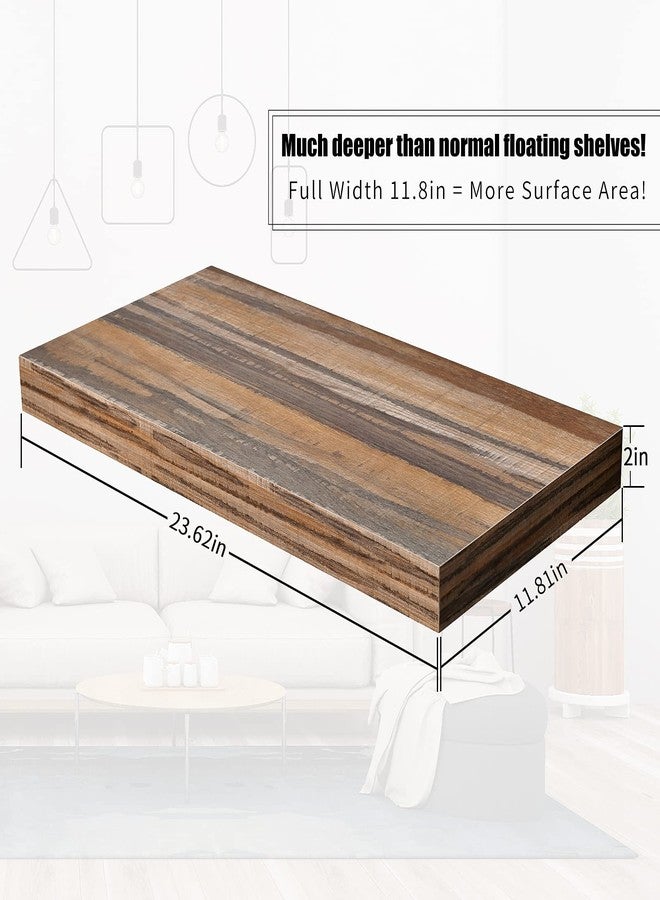 WELLAND 12" Deep Wall Shelves, Floating Wall Shelf Large Floating Shelves, 23.62" L x 11.81" D x 2" T, Deeper Than Others, Retro - Image 3